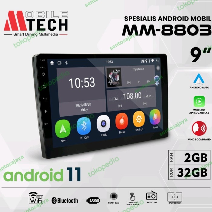 Head Unit Android 9 Inch MTECH MM-8803 Ram 2GB+32GB - MM-8803 9" ONLY