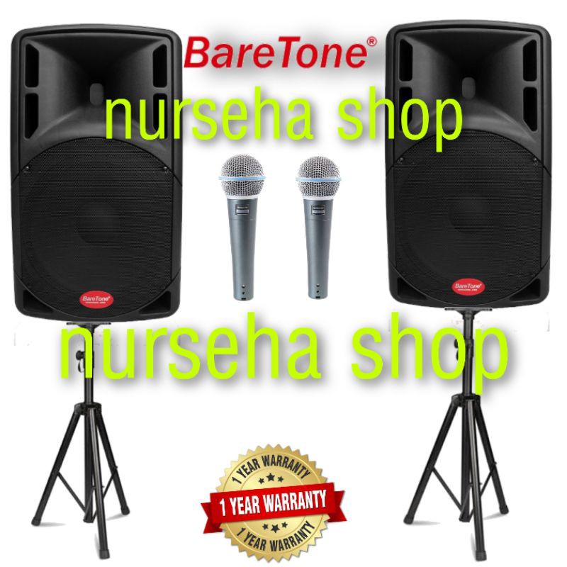 Paket Baretone 15 inch max15rae Speaker Aktif Baretone 15 inch max 15 rae free stand dan mic