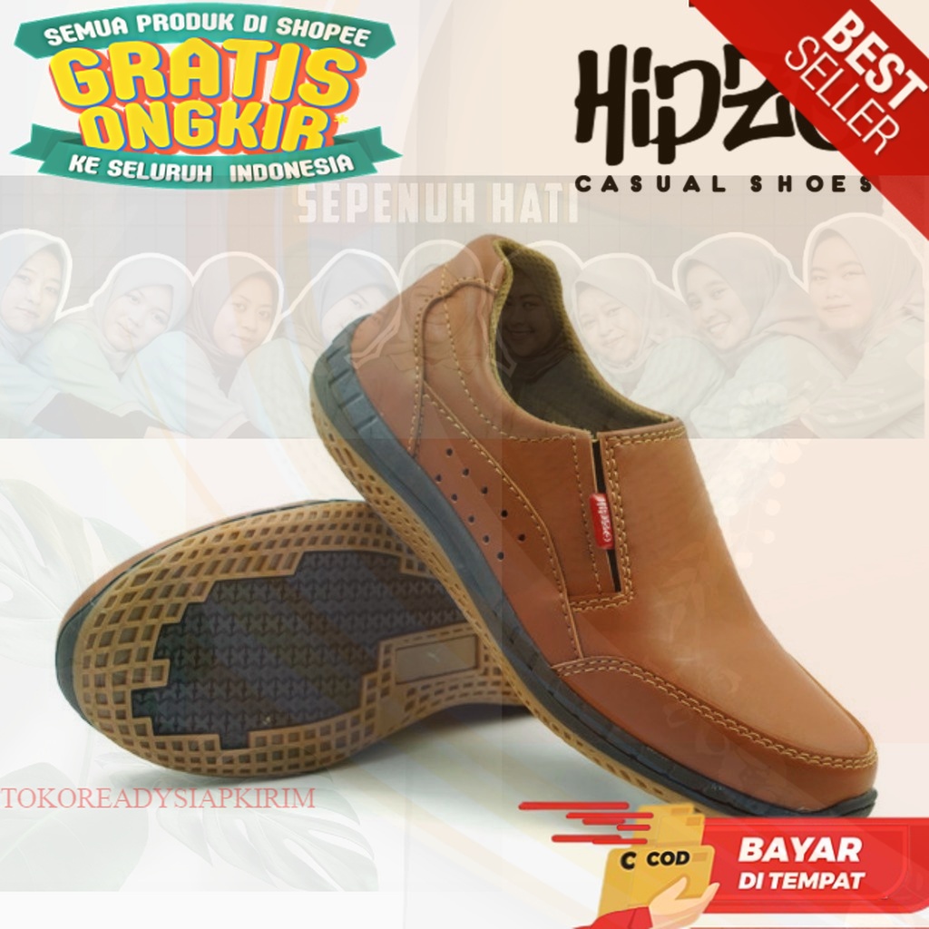 Sepatu Merk Hipzo Pantofel Pria  M035 100% ORII Casual Slip On Kerja  ORI1 Import Kekinian Cowok Cew