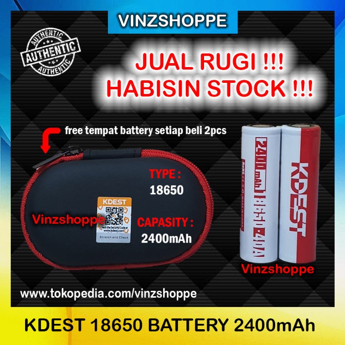 Authentic Battery KDEST 18650 - 2400mAh 40A - Baterai