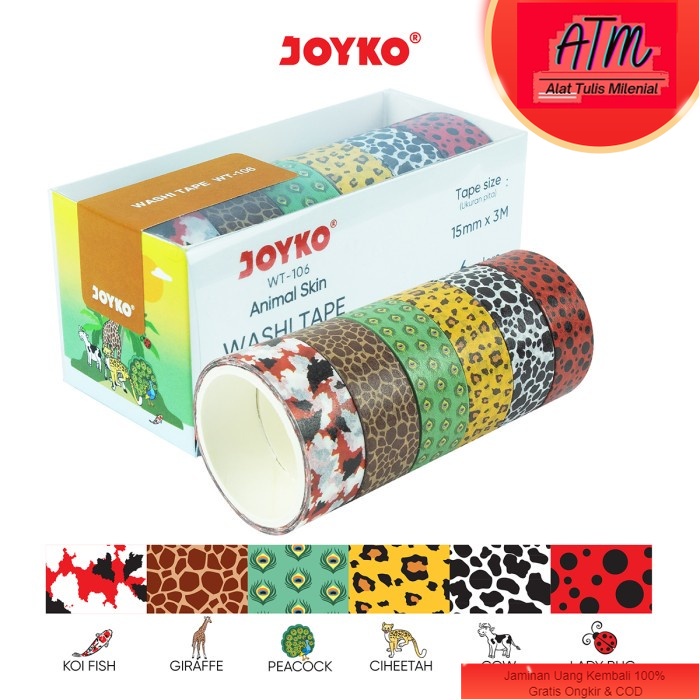

Washi Tape Pita Perekat Selotip Kertas Warna Joyko WT-106 Animal Skin