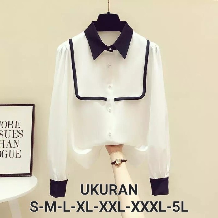 KEMEJA PUTIH SUPER JUMBO LD 150CM/ KEMEJA PUTIH WANITA JUMBO LD 140CM