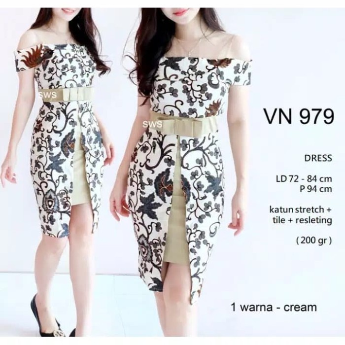 ✨LARIS✨-Baju Kerja Batik Wanita Terbaru Dress Kerja Batik Modern Sabrina