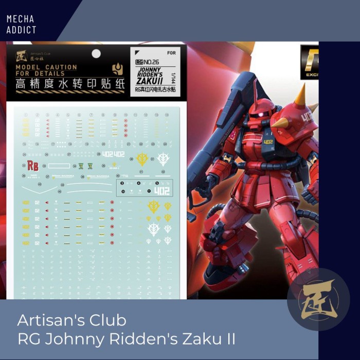 Decal RG Zaku II High Mobility Type Johnny Ridden Ver by Artisan Club