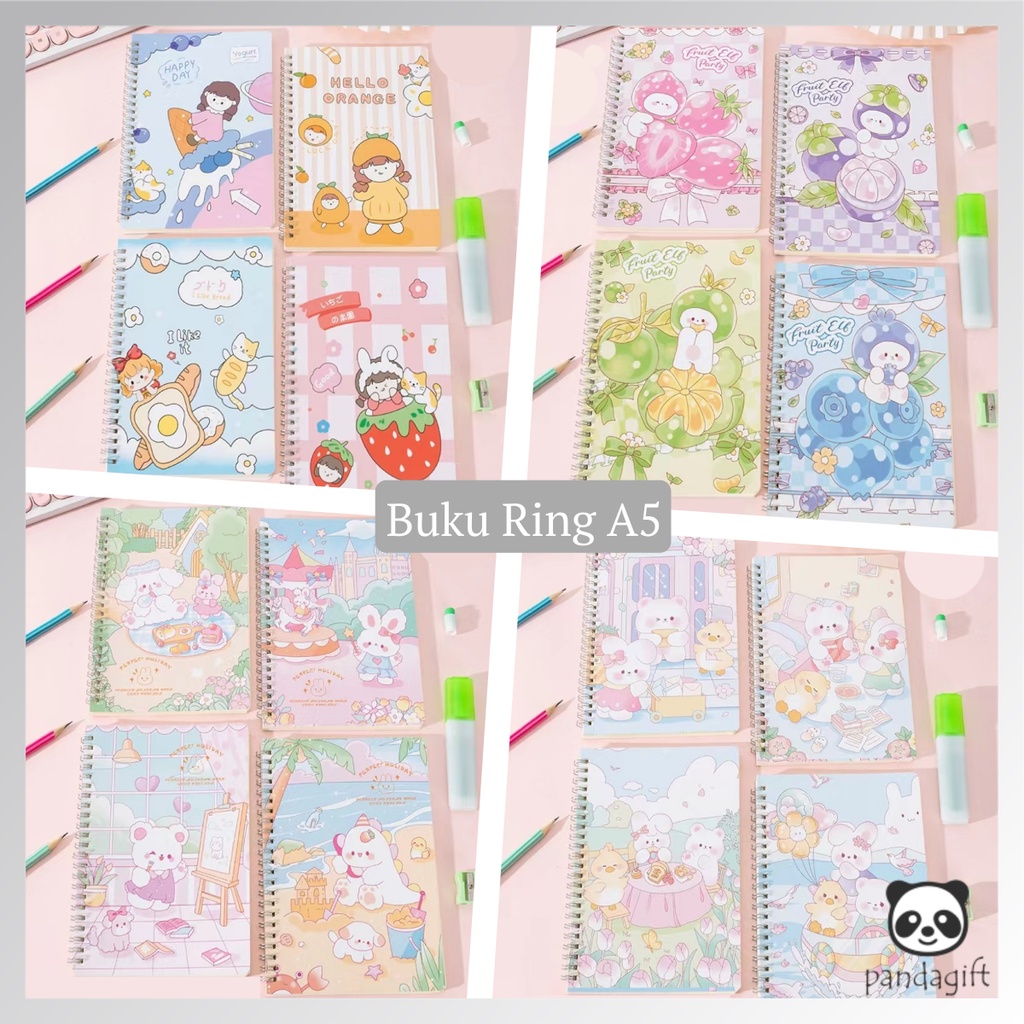 

Buku Tulis Ring A5 /Notebook A5/Buku Tulis Sekolah isi 60 lembar Motif Baru - GG0302