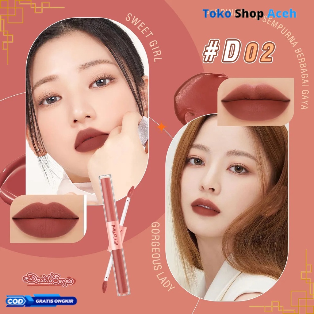 {S.A} Pinkflash Duo Lip Gloss Ultra Matte & Velvet Lip PF L13 - D01 | OMBRE