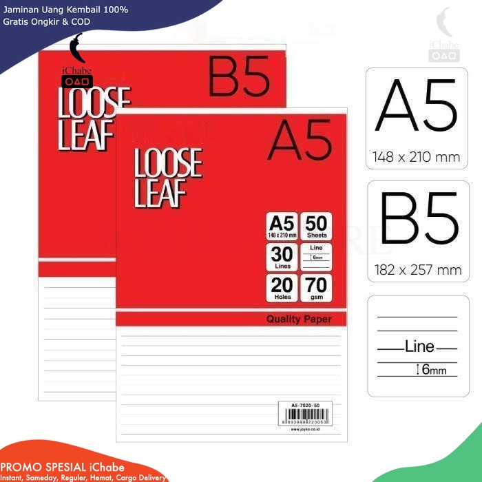 

[Bisa COD] NA Loose Leaf Isi Kertas File Binder Bergaris / Refill Isi