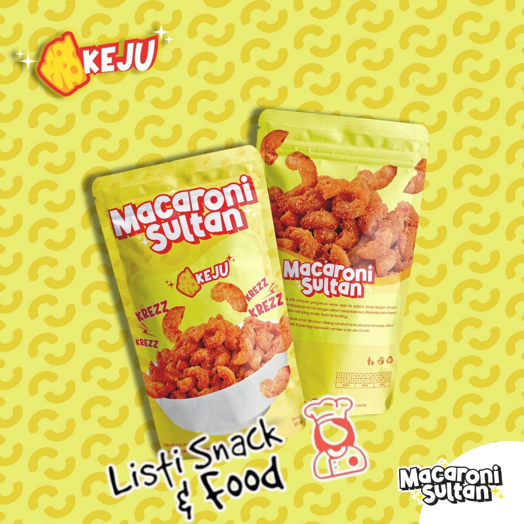 

Macaroni Sultan Rasa Keju / Makaroni Keju Gurih Enak / Cemilan Renyah 50 Gr