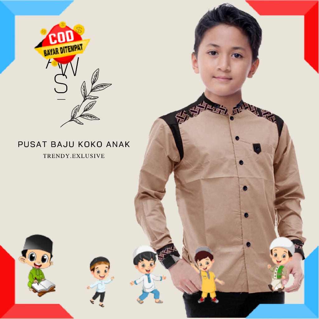 SAYANG ANAK BAJU MUSLIM ANAK PRIA LAKI" LANANG PUTRA MOTIF POLOS WARNA / BAJU KEMEJA KOKO ANAK LAKI 