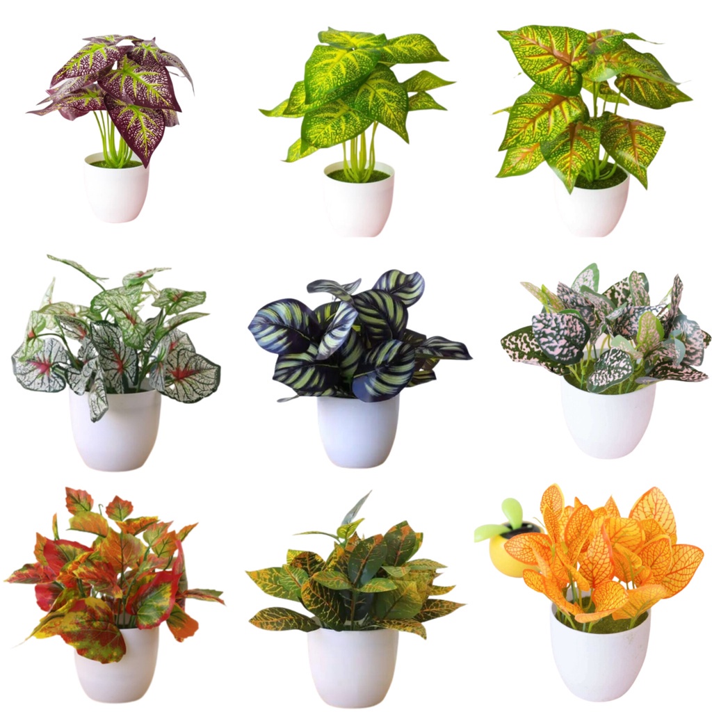 (NSIR)Bunga Artificial Besar Pot Tanaman Plastik Hias Daun Rambat Monstera Tawon Kering Murah