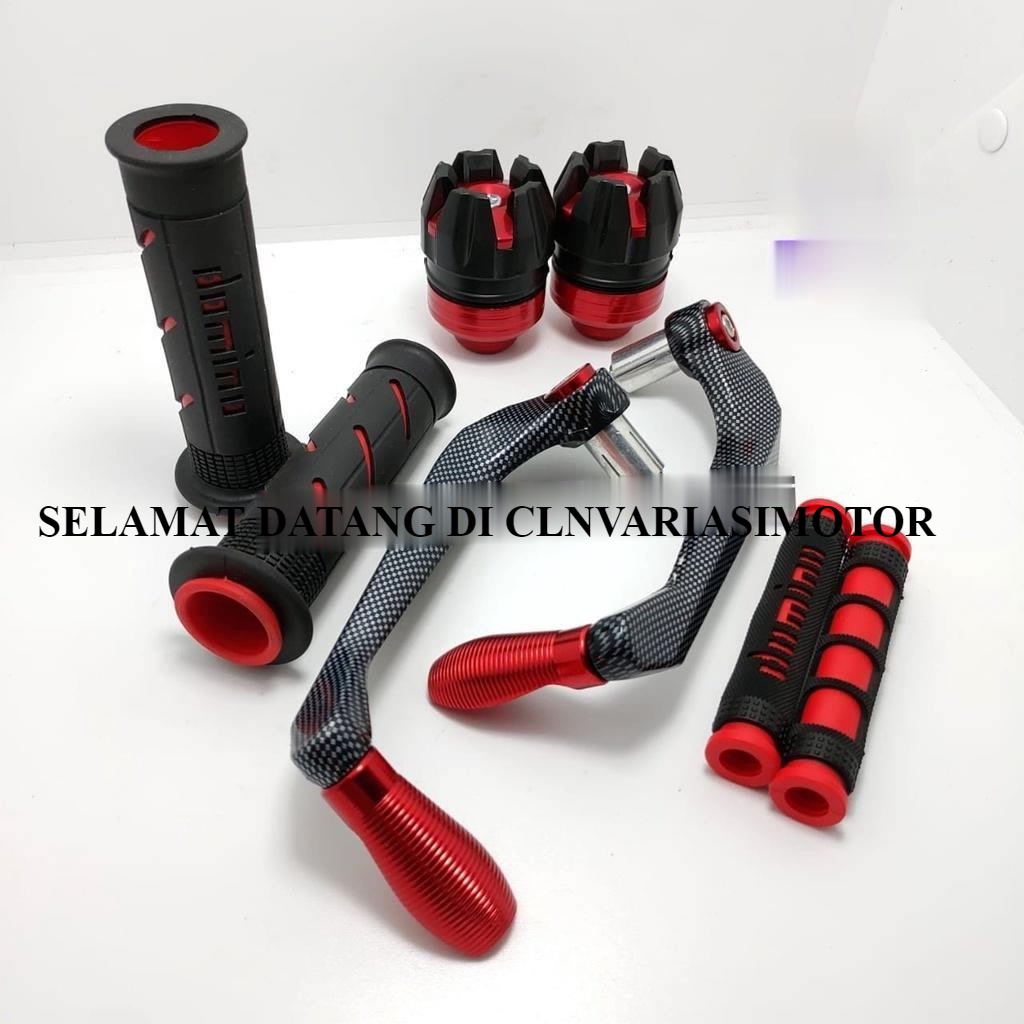 #CLN# [PAKET 4IN1] Proguard Carbon sabit + Jalu as roda + Handgrip domino + Karet Handle Rem Domino