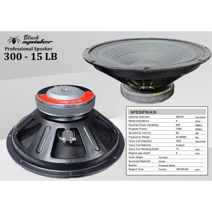 Speaker Component Black Spider BS 300 - 15 LB 15"