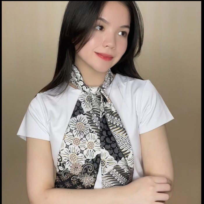 [SO59] Syal Scarf Batik Dasi / Syal Hijau, Biru, Hitam/ Souvenir Local Batik - Hitam