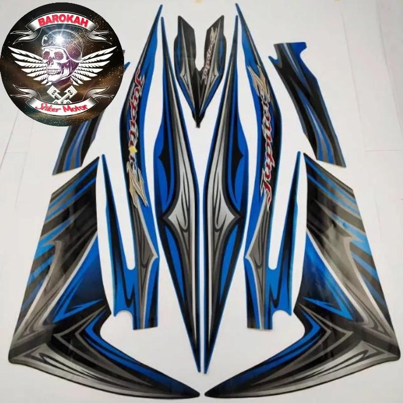 AJS Striping stiker polet yamaha jupiter z new robot biru 2011 2012 list body standar ber  Barokah S