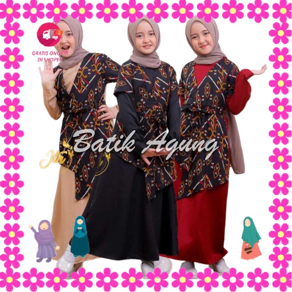 BAJU MUSLIMAH PEREMPUAN MENGAJI PIKNIK KONDANGANLEBARAN/ Baju Batik Anak Perempuan Modern Cantik / B