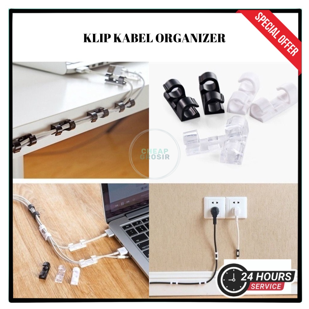 KLIP KABEL ORGANIZER / PENGIKAT KABEL TEMPEL SERBAGUNA / CLIP CABLE MULTIFUNGSI PENJEPIT KLEM KABEL 