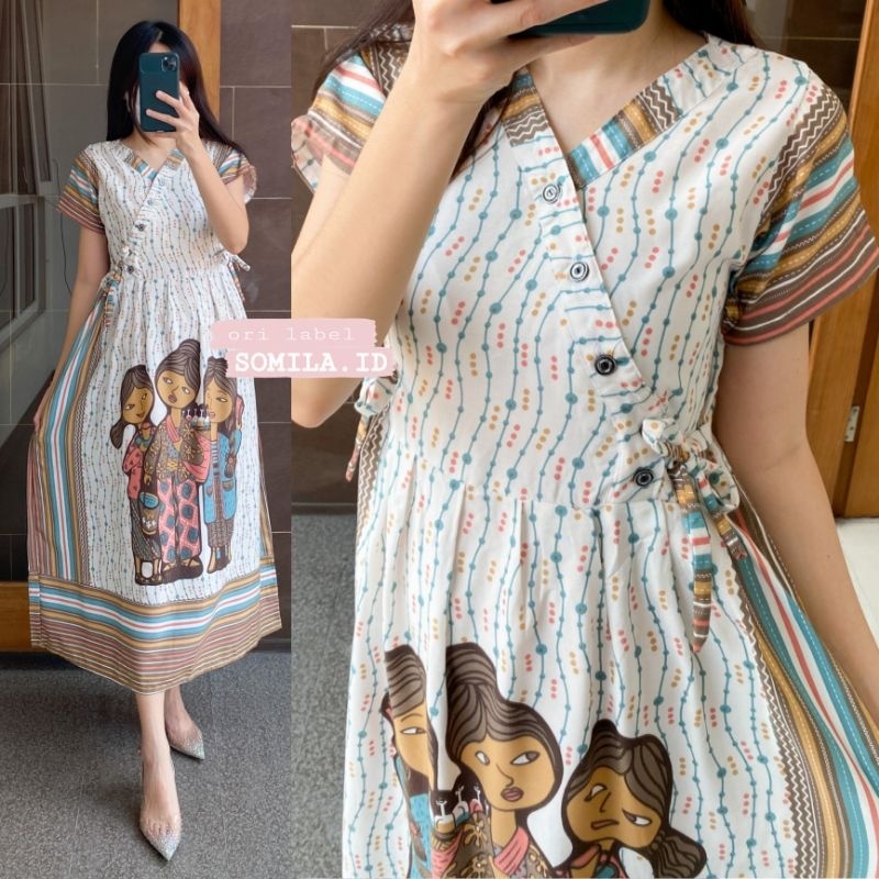 TERSEDIA JUMBO. GROSIR DASTER SOMILA.ID TERBARU KIMONO BUSUI CHIBI SERUT LENGAN PENDEK BATIK BU TEJO