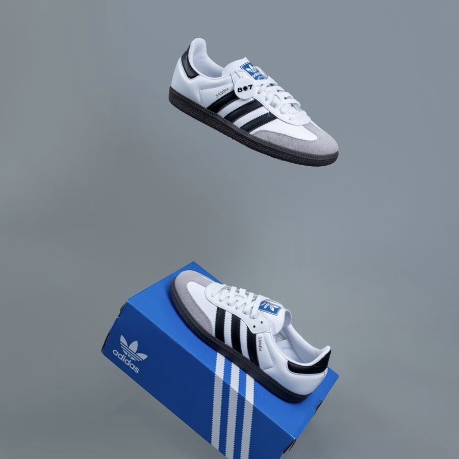 Sepatu Adidas Samba Sneakers Pria Casual Sepatu Adidas_Samba OG Classic Leather Kulit Black White Hi