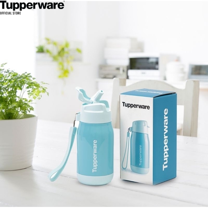 TUPPERWARE BOTOL MINUM TUMBLER ANAK BIRU CUTE COOL WARMI 330ML 1PC