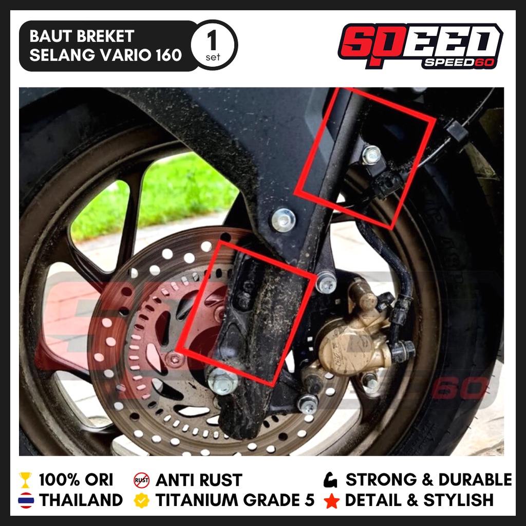 Titanium Baut Breket Selang Rem Depan Honda Vario 160 Grade 5 King Nut