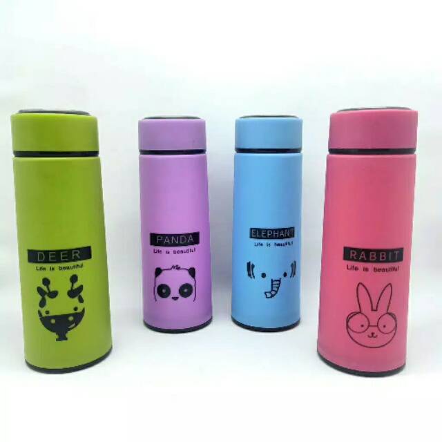 (JOY) Botol Minum Kaca Warna - Termos Kaca Unik MOTIF ANIMAL 450ml