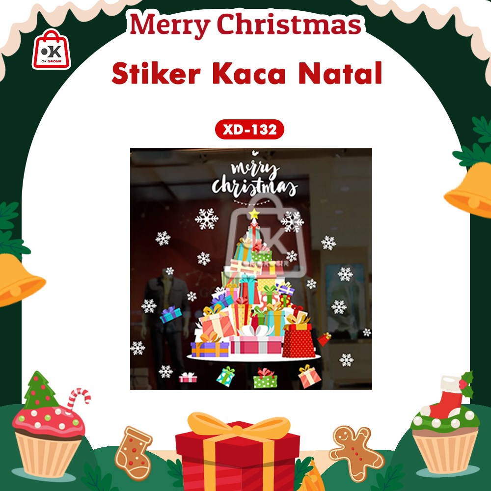 Stiker Kaca Motif Natal / Stiker Dekorasi Natal (1 Pcs)
