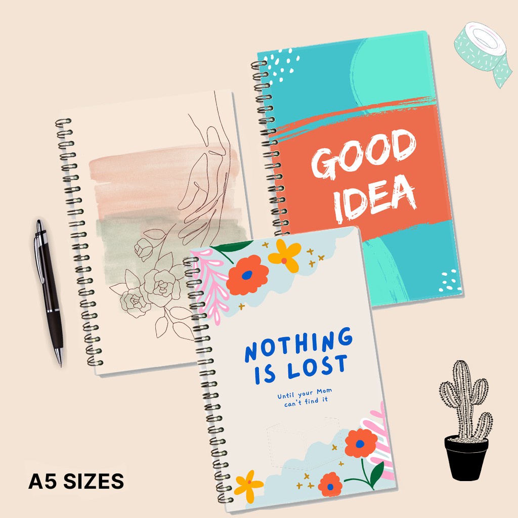 

Notebook Happy / Random Edition Lined Grid Dot Ukuran A5 Ring Spiral Jurnal Catatan Buku Spiral