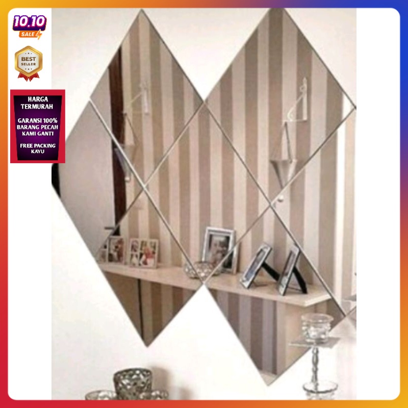 (kaca cermin asli)kaca cermin tempel dinding aesthetic 30x30cm