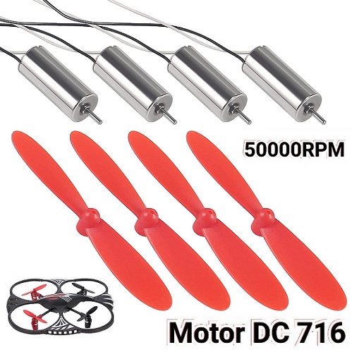 4 Set Dinamo Motor Drone 716 Mini Coreless Dc 3.7v + 4 Baling Baling