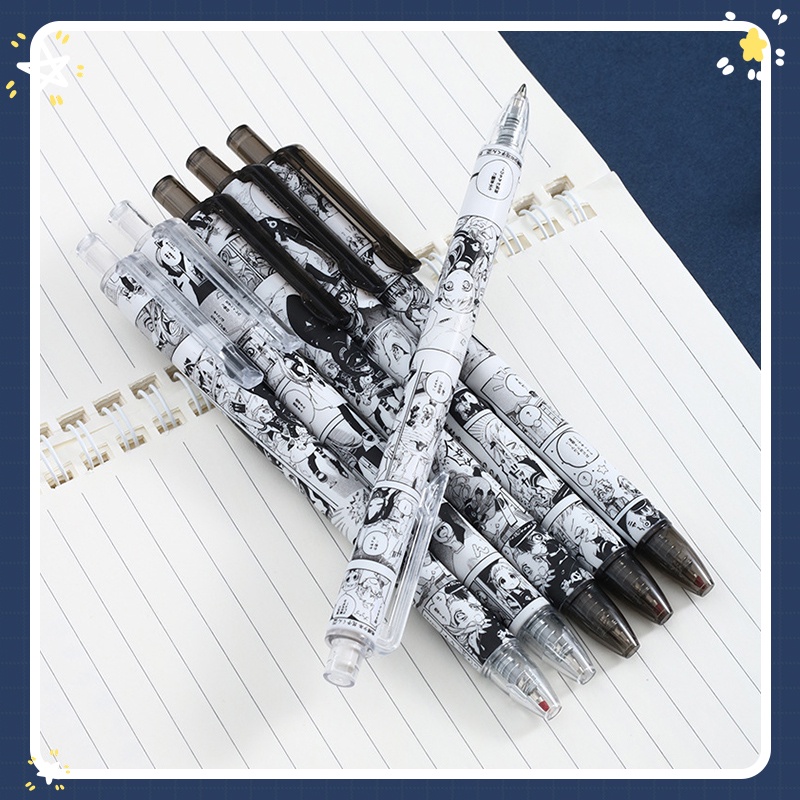 

COD✨Black White Retractable Bullet Pen,Bullet Head Black Gel Pen,Stationery Cute,Siswa-Yinmer