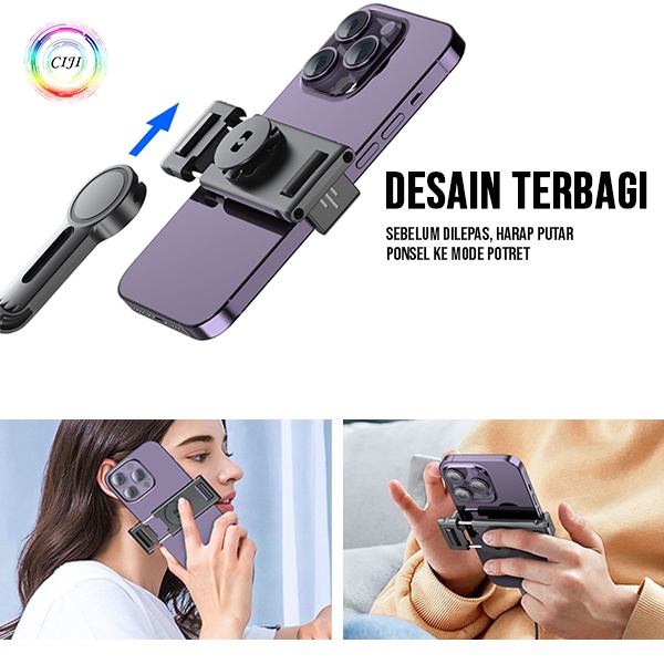 CIJI CJPG-P02 Gimbal Stabilizer Handphone Auto Balance 360°AI Face Tracking Gesture Control P02 Tripod Bluetooth Multifungsi-2