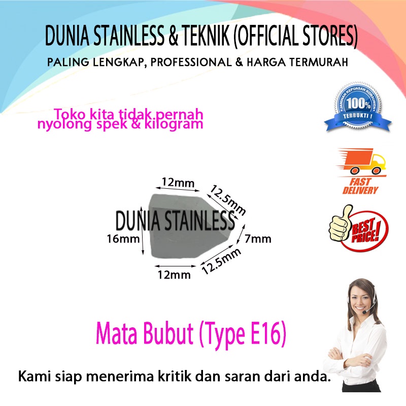 Mata Bubut E16 alat alat teknik bengkel besi stainless steel