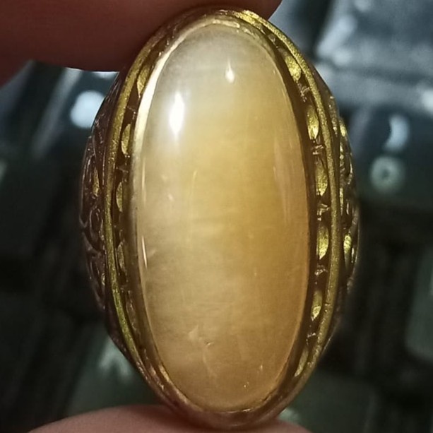 Cincin Batu Akik Pandan Semu Nanas Kapas Sutra Merah Lumut Oli Antik34