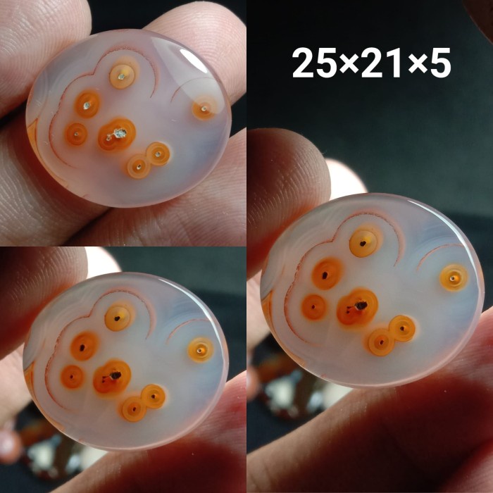 Natural Batu Akik Kristal Motif Gambar Susup Telur Kodok Orange Antik