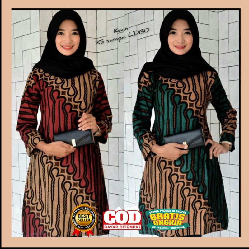 Tunik Batik Seno Atasan Batik Wanita Seragam Guru TK PAUD// BAJU SERAGAM GURU KAIN LEMBUT