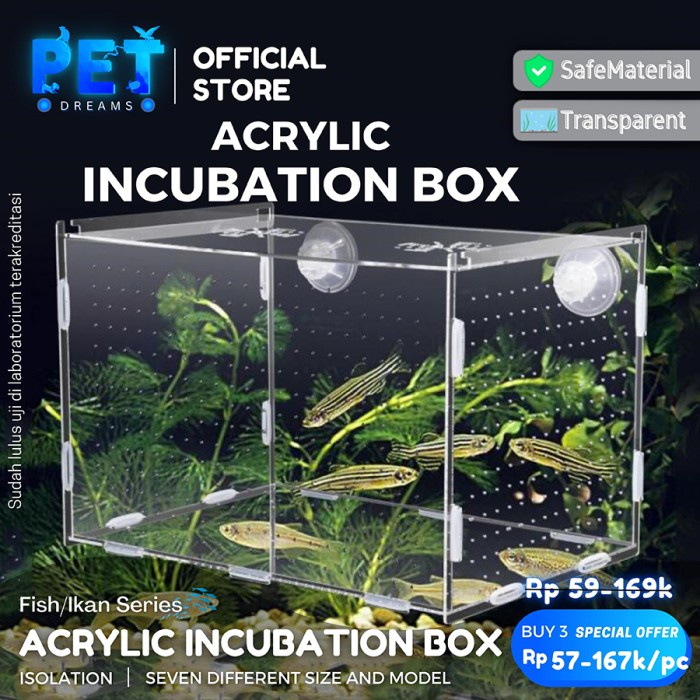 ACRYLIC INCUBATION BOX / ISOLATION BOX / AKRILIK KARANTINA IKAN