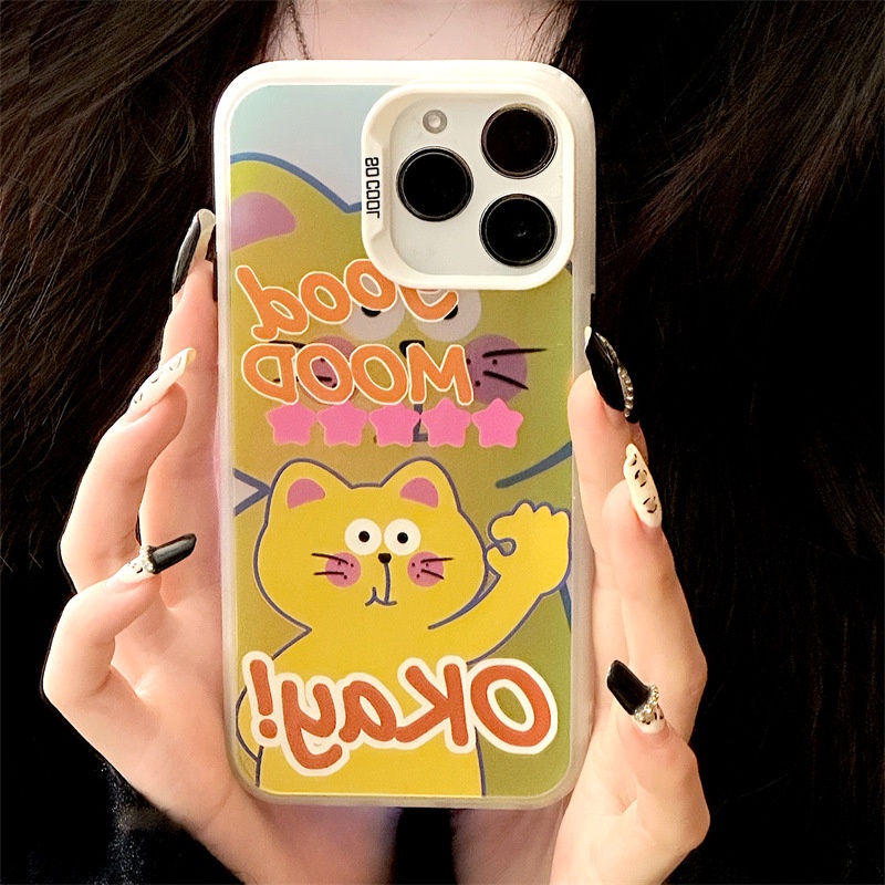 Kucing kuning berwarna-warni case iPhone XS Max XR X 7 Plus 8 Plus 11 12 13 14 Pro Max 14 Plus 15 Pr