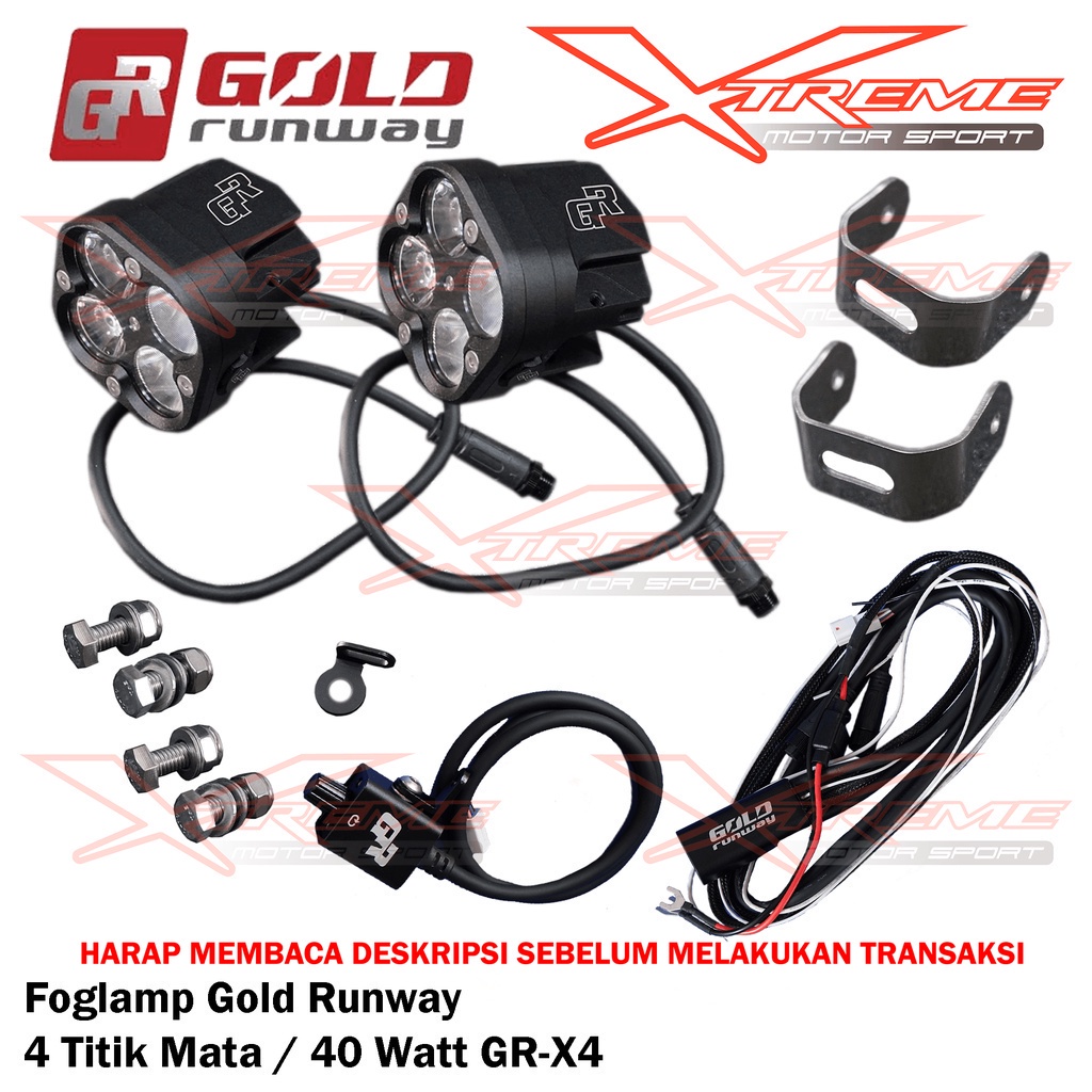 Lampu FogLamp Gold Runway GR X4 40 watt Type Combo Double Sepasang