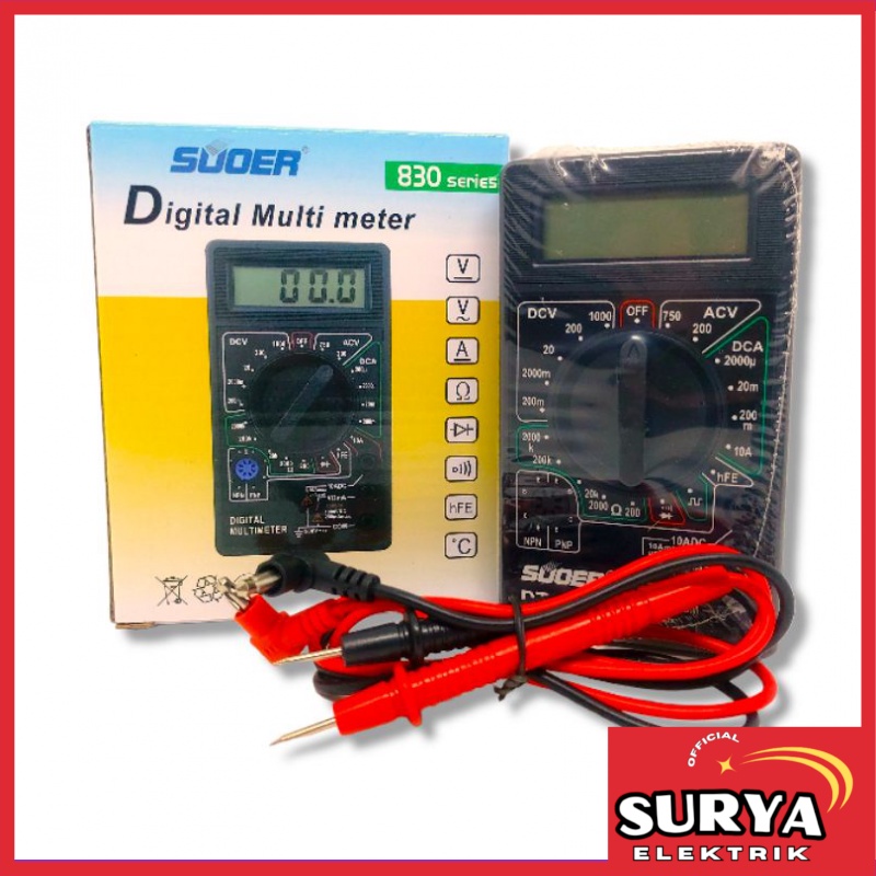 Multimeter Multitester Avometer Digital SUOER DT 830D Pocket