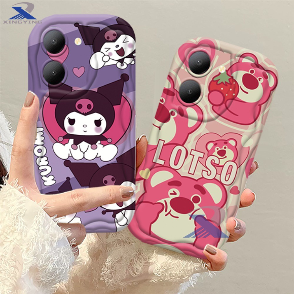 Casing hp Vivo Y17S Y27S Y36 Y27 Y02T Y20 Y02A Y35 Y11 Y17 Y16 Y21 Y15 Y12 Y30i Y22 Y15s Y20s Y22s Y21A Y12i Y21s Y15A Y33s Y91C Y50 Purple Cartoon Kulomi and Pink Grimace lotso 3D Curved Wavy Edge Softcase XINGYING