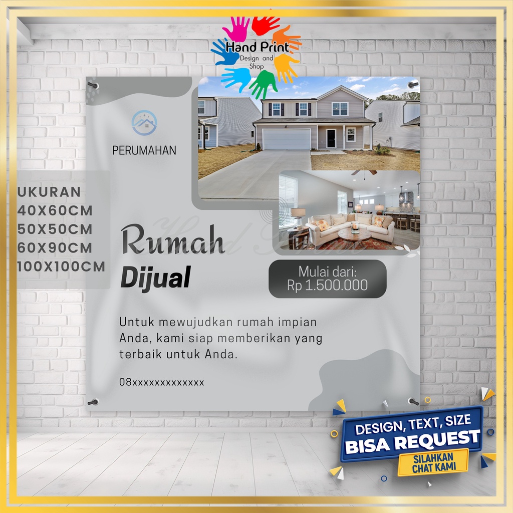 SPANDUK / BANNER / MMT Jual Rumah Sewa Rumah Kontrakan Kosan Jual Tanah Promosi B
