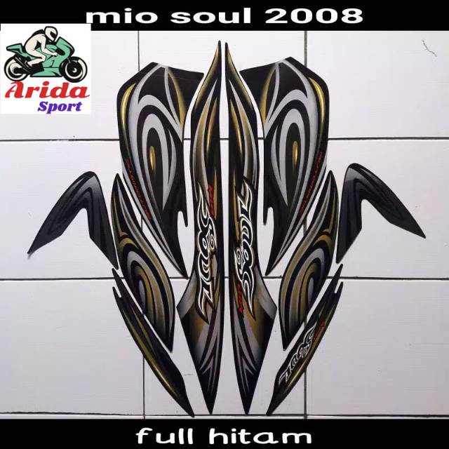 stiker mio soul striping yamaha mio soul karbu lama thn 2008 full hitam lis les body mio sul sol soe