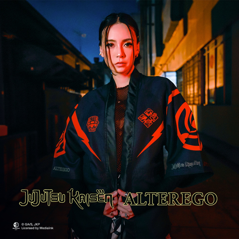 ALTER EGO X JUJUTSU KAISEN HAORI KIMONO BLACK RED