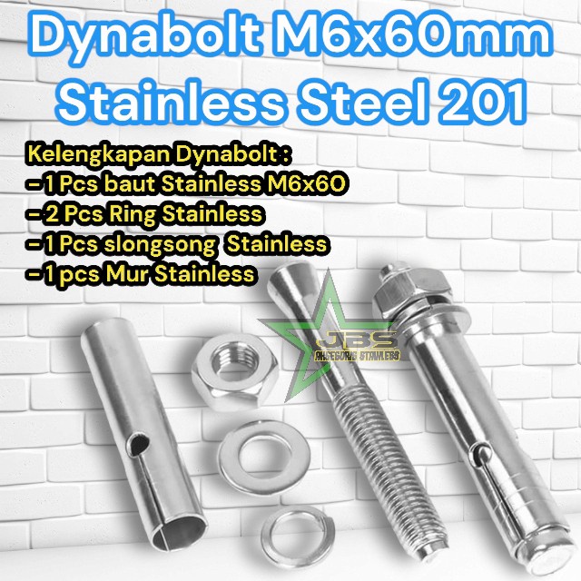 DYNABOLT/ANCHOR BOLT M6×60 STAINLESS 201 GD27