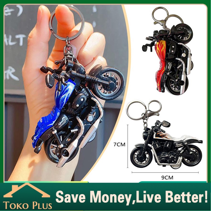 Gantungan Kunci Diecast Miniatur Motor Roda Bisa Jalan / Motor Balap Motro Retro / Keychain Motorcyc