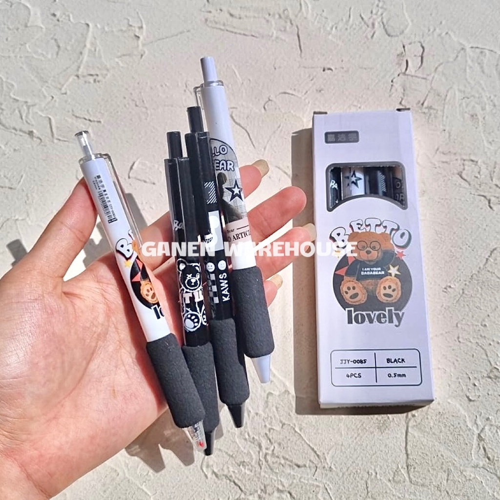 

[GW] Bear Pena Gel Isi 4 Pulpen Tinta Hitam