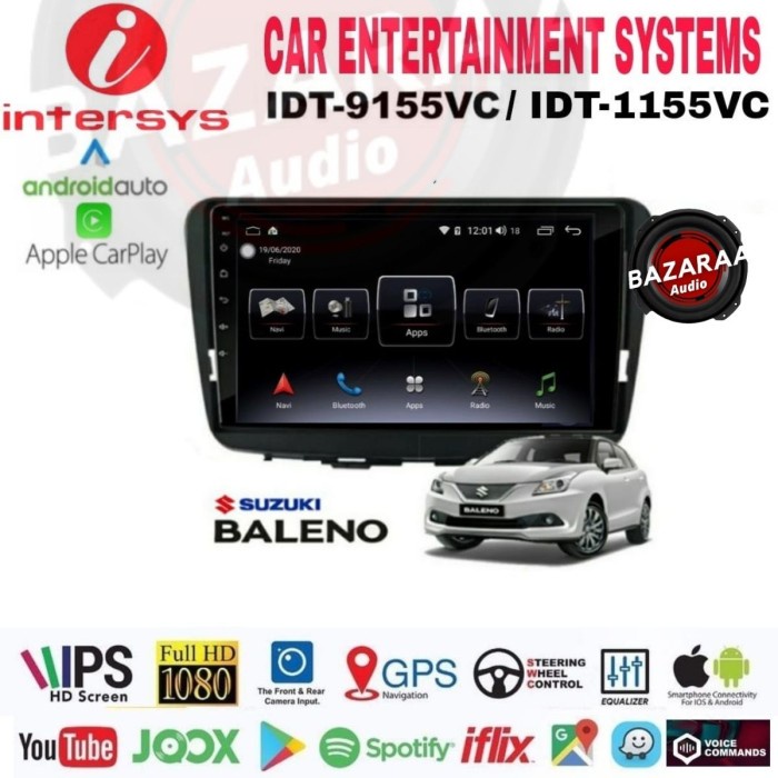 Head Unit Android INTERSYS 9 Inch BALENO 2017 - 2021 + Socket PNP