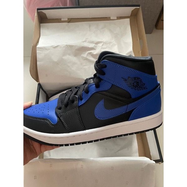 NIKE AIR JORDAN 1 MID BLACK HYPER ROYAL BLUE ORIGINAL Size 8/41