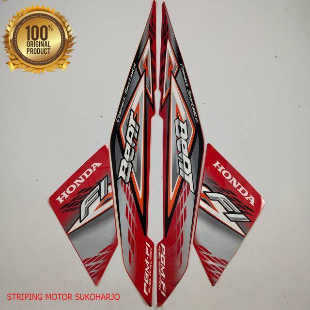 (ORI) striping honda beat fi 2014 merah kualitas original