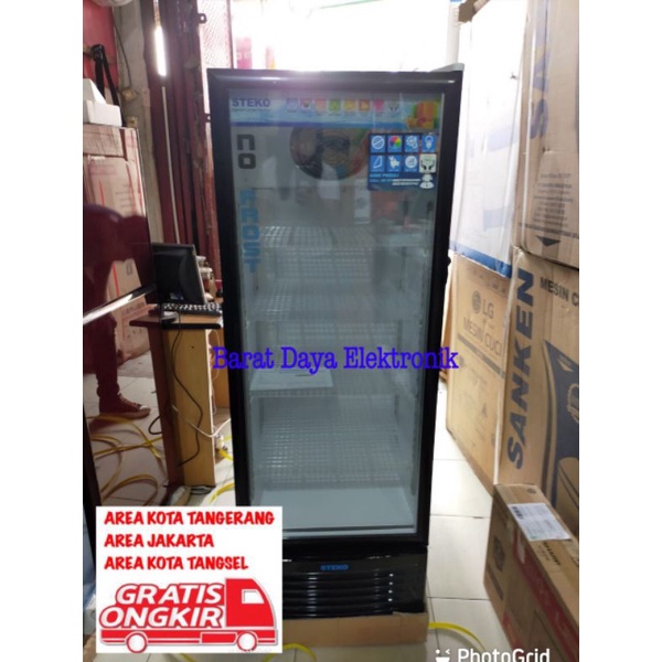 STEKO SHOWCASE STEKO MG200 (180L) 4 RAK NO FROST LEMARI PENDINGIN MINUMAN TANPA BUNGA ES